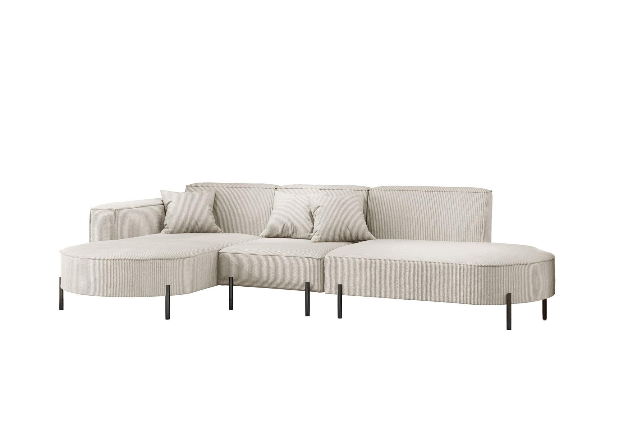 ECKSOFA Valencia - Beige, Holzwerkstoff/Textil (321/165cm) - Fun Möbel