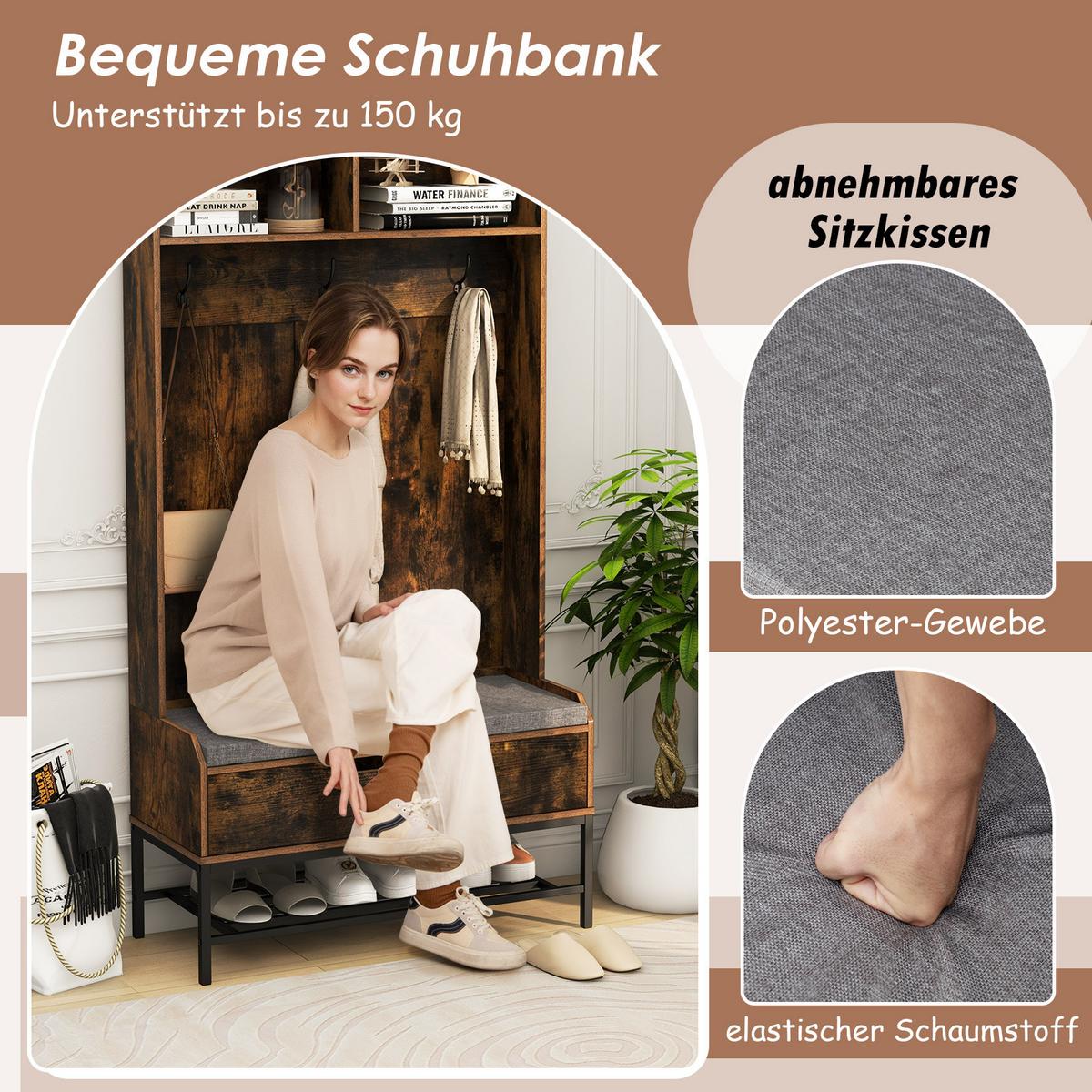 GARDEROBENSTÄNDER Braun - Braun, Holz (90/170/38.5cm) - COSTWAY