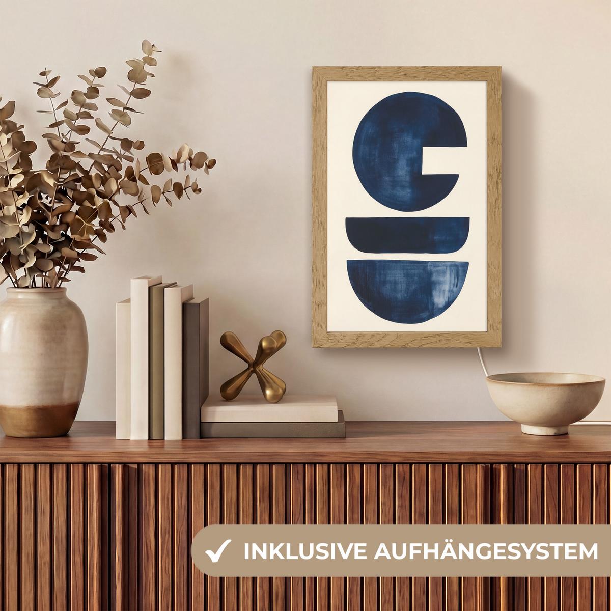 WANDLEUCHTE Formen - Blau - Abstrakt 20x30 cm - Dunkelblau, Holzwerkstoff (20/30/8cm) - OnlyWow
