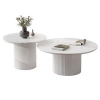 COUCHTISCH-SET OVI mit geriffeltem Sockel - Creme, Holzwerkstoff (80/80/42cm) - Lookway