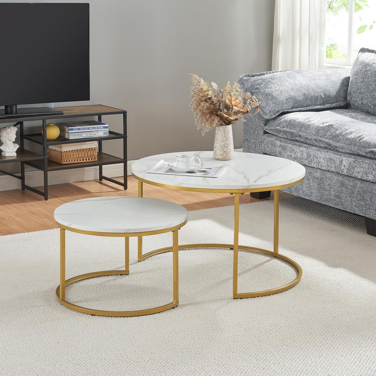 COUCHTISCH Christchurch 2er-Set - Weiß, Holzwerkstoff (80/80/45cm) - [en.casa]