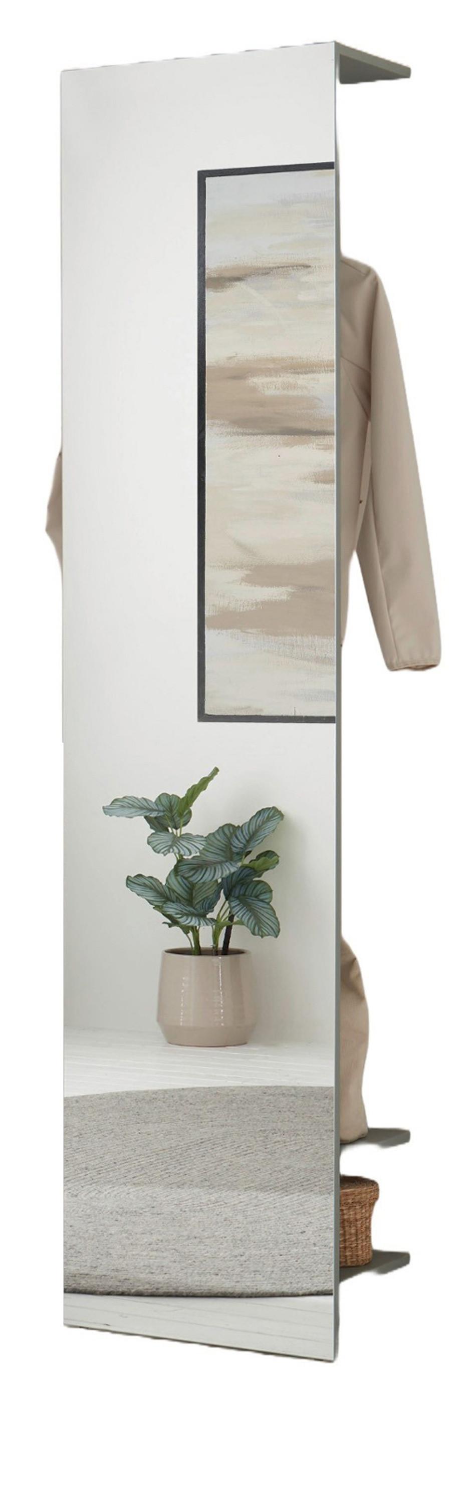 GARDEROBE in Salbei Grün, Kompaktgarderobe mit Spiegel und Kleiderstange, 50 x 200 cm - Salbeigrün, Glas/Holzwerkstoff (50/200/30cm) - Furn.Design