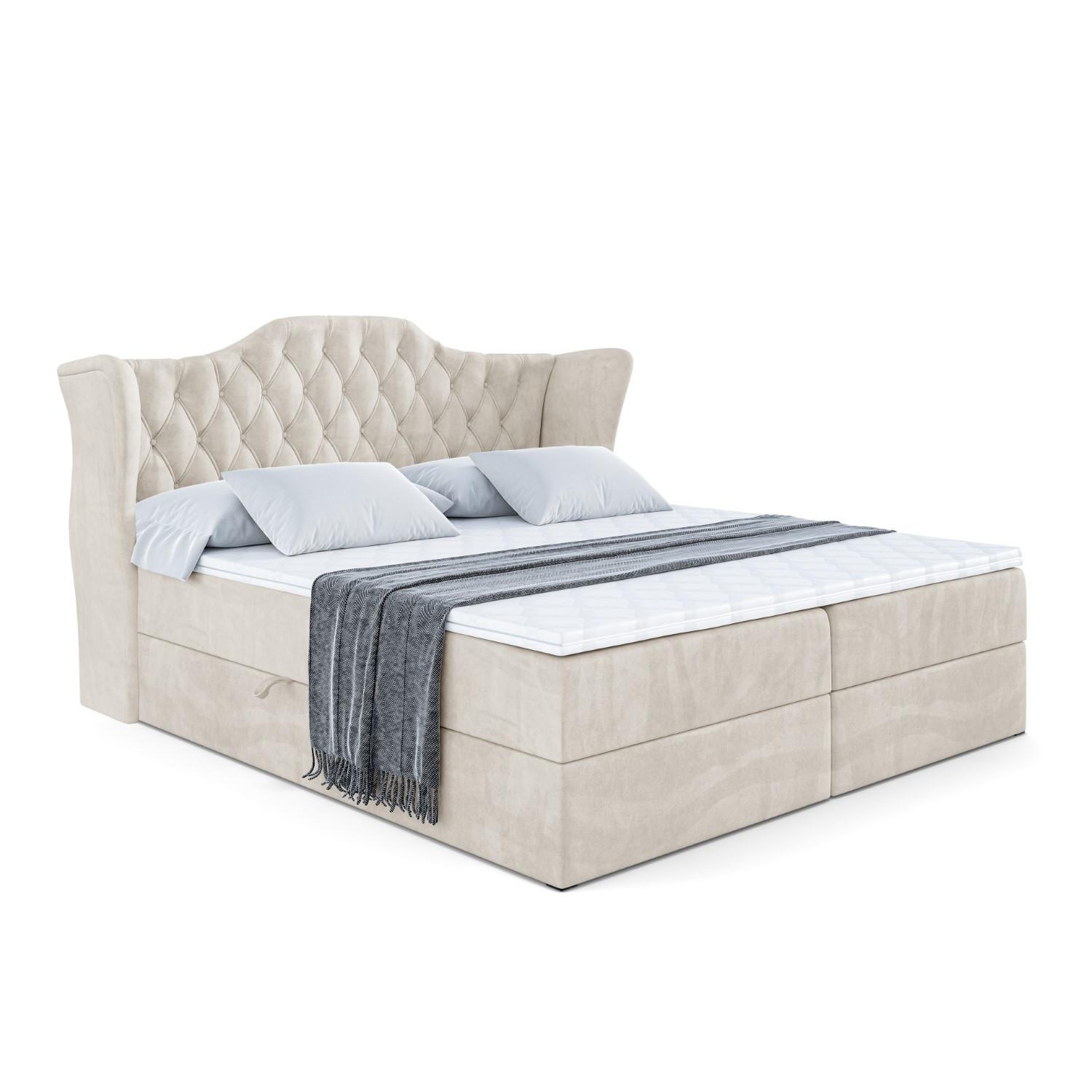 BOXBETT mit Matratze H3 und Lattenrost - VILA - 140x200 cm Ecru - Ecru, Holzwerkstoff (140/200cm) - ALTDECOR