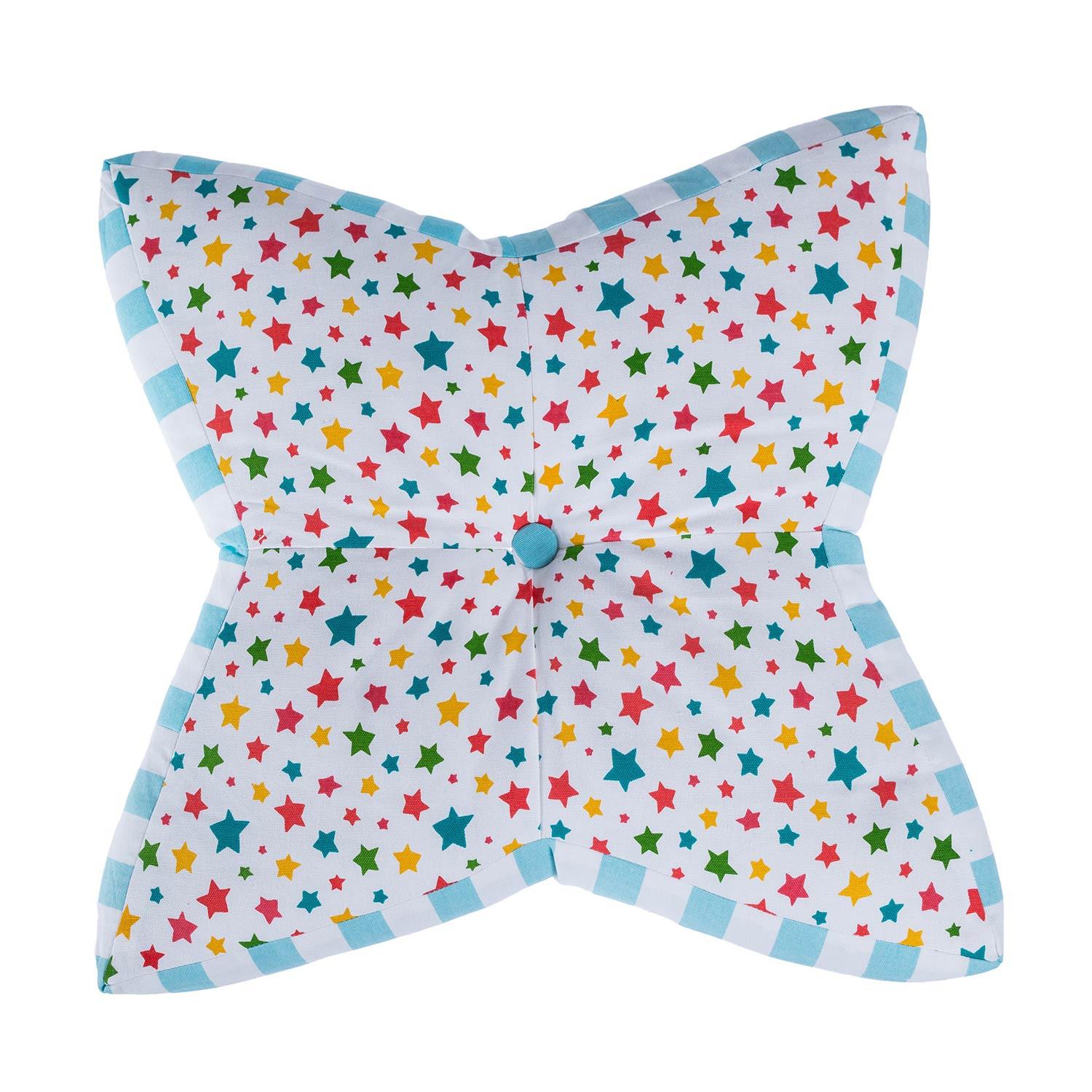 BODENKISSEN Stern, bunte Sterne & blaue Streifen 70/48/7 cm - Multicolor, Textil (70/48/7cm) - Homescapes