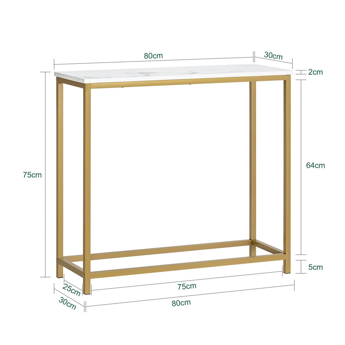 KONSOLENTISCH Golden - Goldfarben, Holzwerkstoff (30/80/75cm) - SoBuy