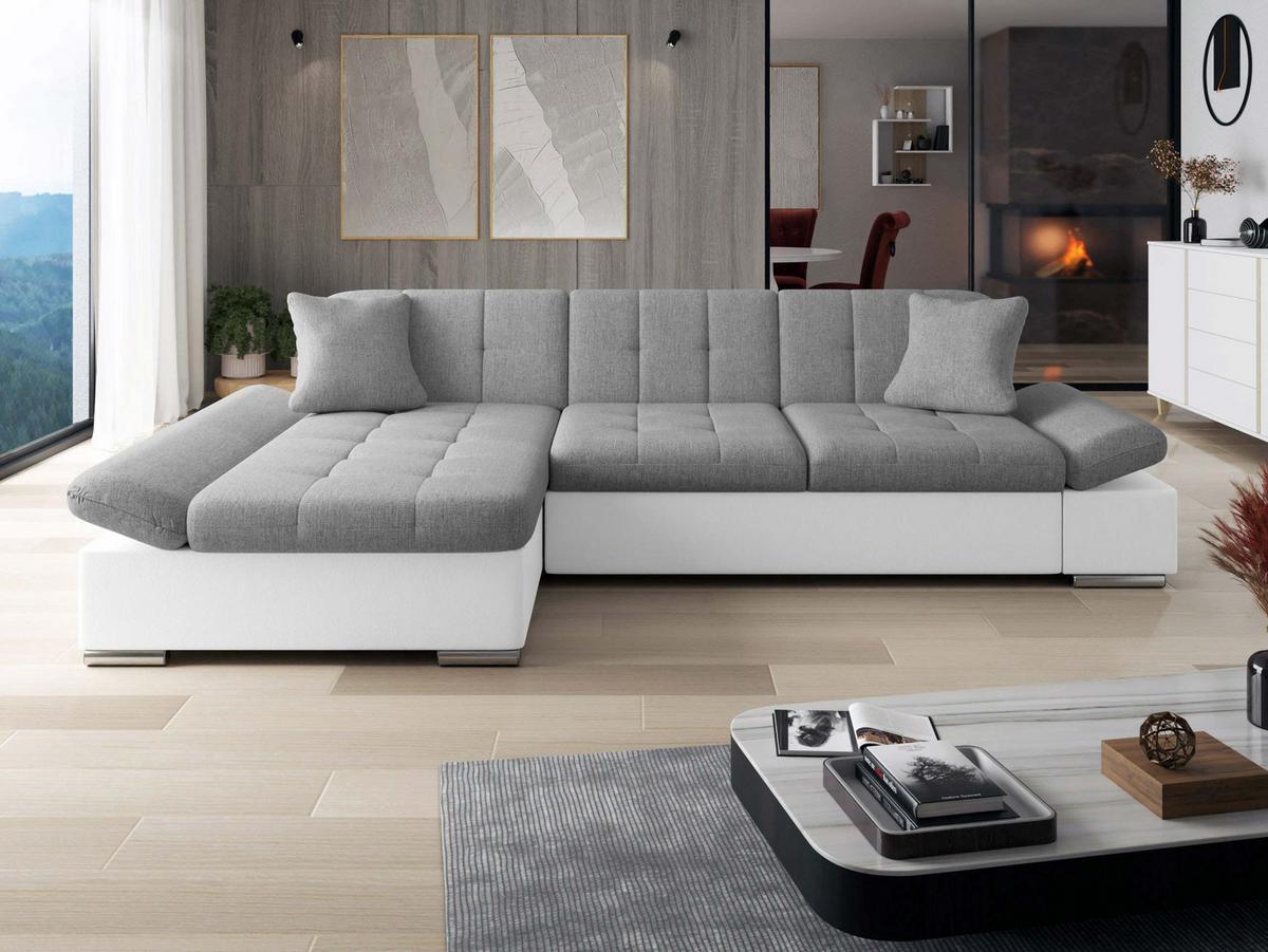 ECKSOFA Montana, Seite: Links - Weiß/Grau, Holz/Textil (278/161cm) - MIRJAN24