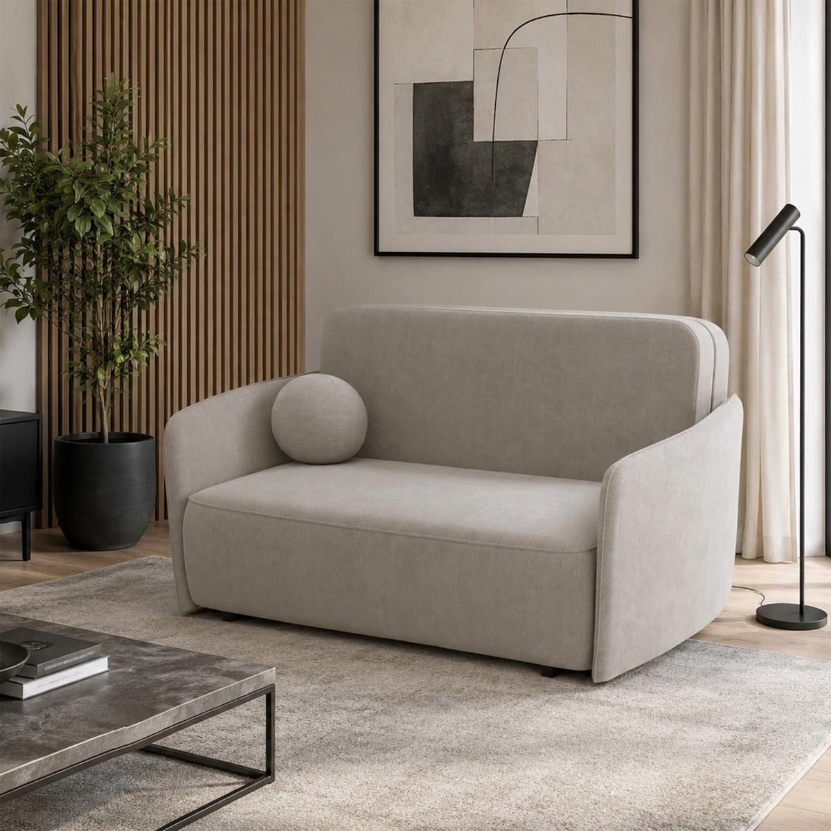 SCHLAFSOFA Paxi 165 cm - Ecru/Schwarz, Textil/Metall (165/84/106cm) - Selsey