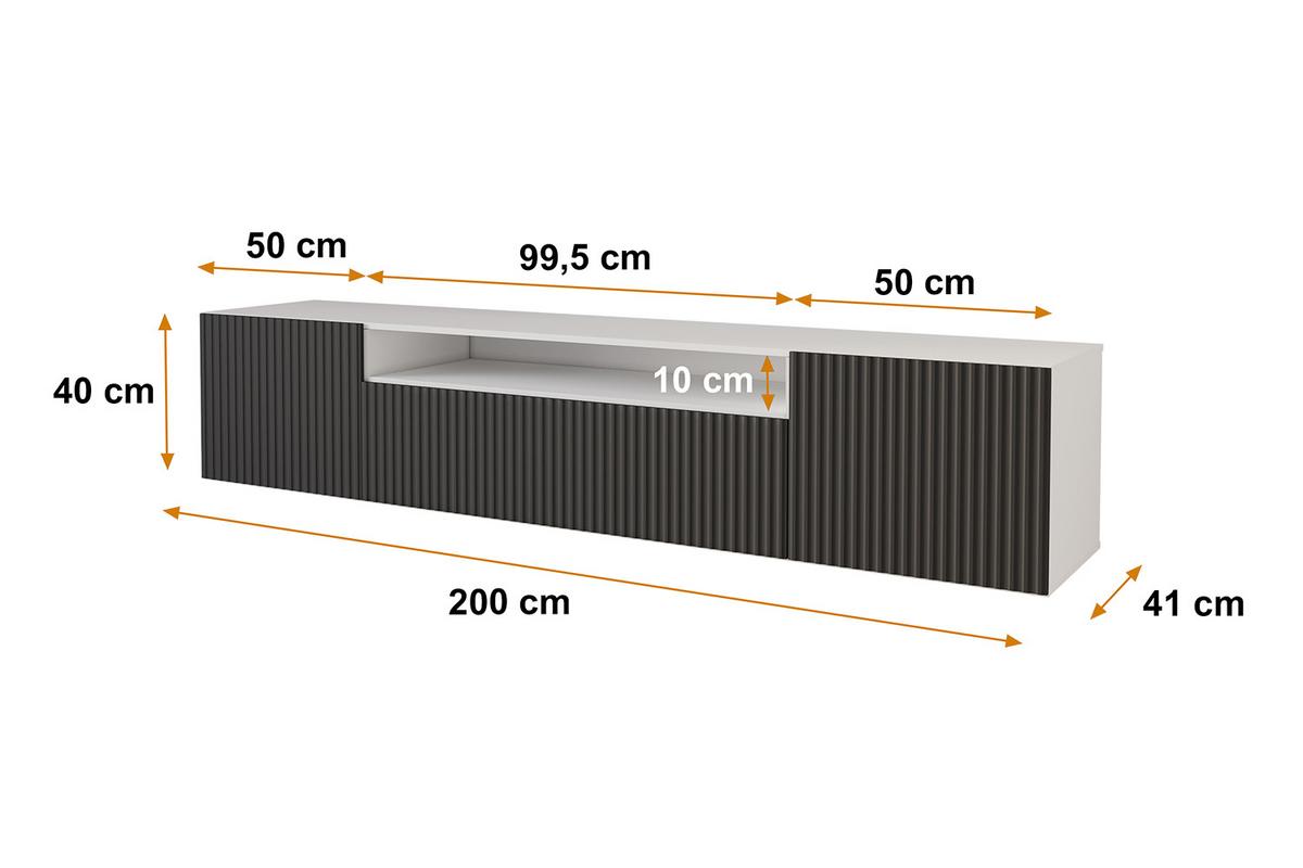 LOWBOARD NOA-2-W 200x40x41 cm - Weiß / Schwarz - Schwarz/Weiß, Holzwerkstoff (200/40/41cm) - ALTDECOR