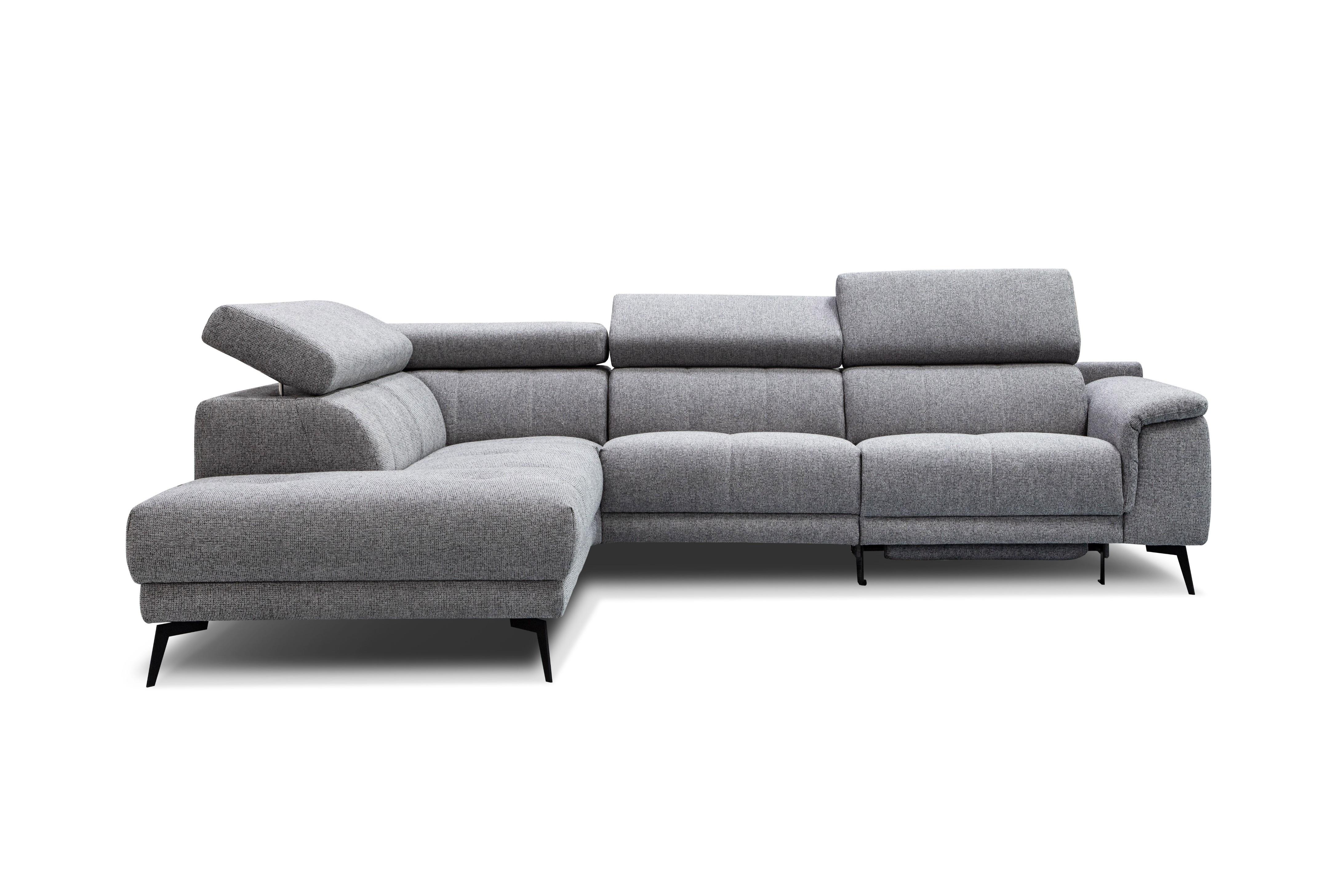 ECKSOFA FIERO 5-Sitzer mit 1 Relaxfunktion, grau - Grau, Holzwerkstoff/Textil (228/290cm) - Wozimo