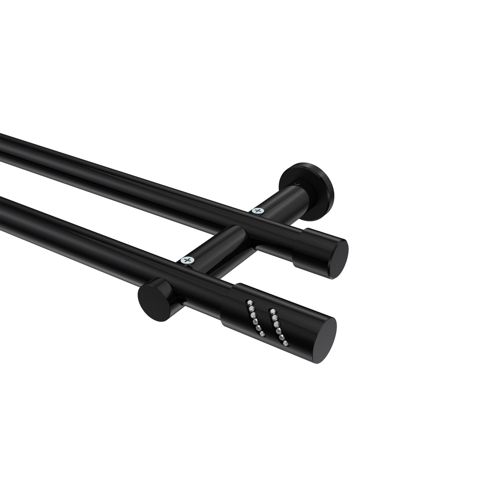 GARDINENSTANGE Platon Zoena 240 cm (geteilt in 2 x 120 cm), 2-läufig (ohne Ringe), 20 mm Ø Schwarz - Schwarz, Metall (240cm) - INTERDECO