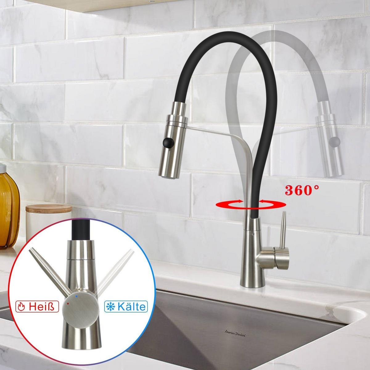 KÜCHENARMATUR ULRIKE 18/6/47 cm - Schwarz, Metall (6/47/18cm) - Nettlife