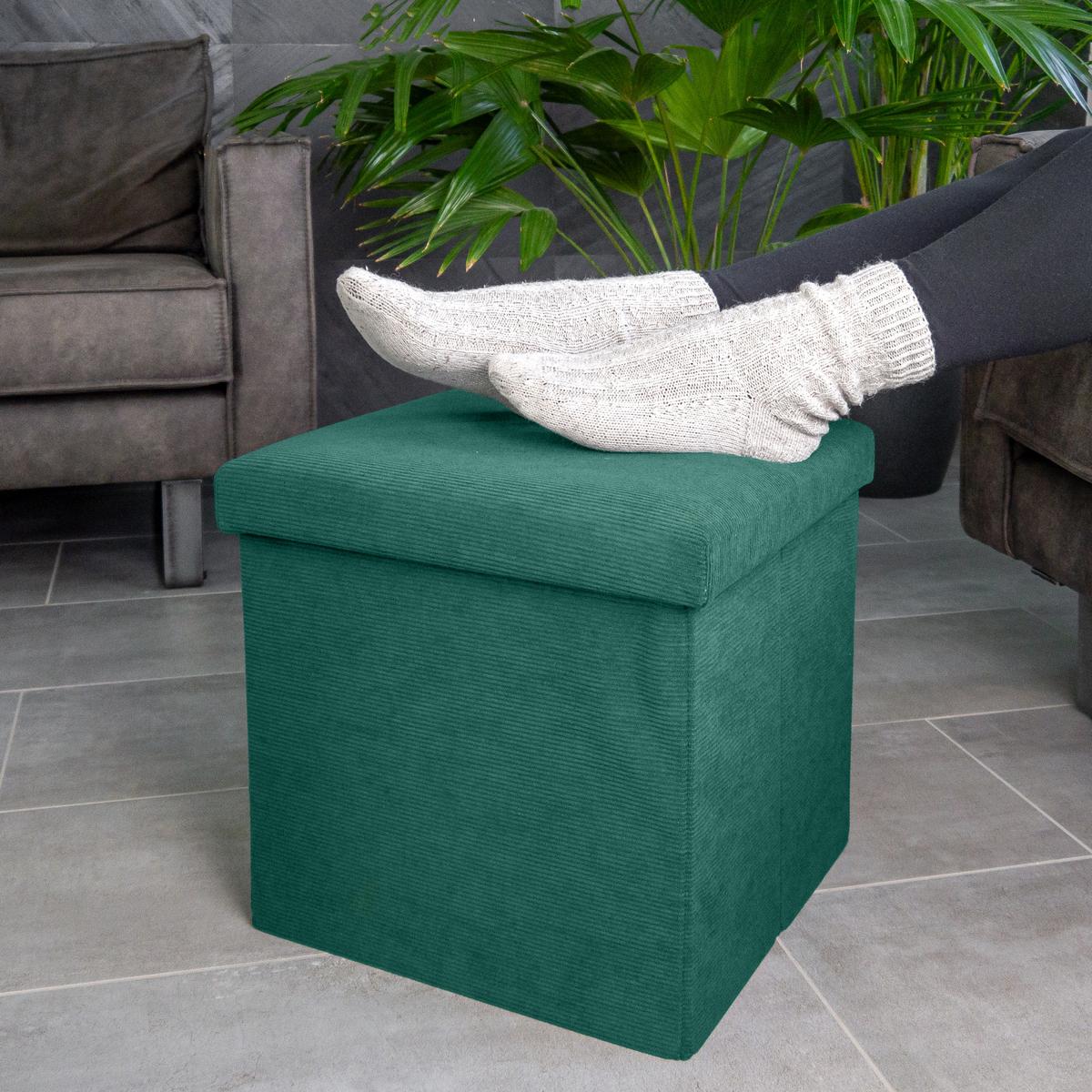 FALTBARER SITZHOCKER - Grün, Textil (38/38/38cm) - Intirilife