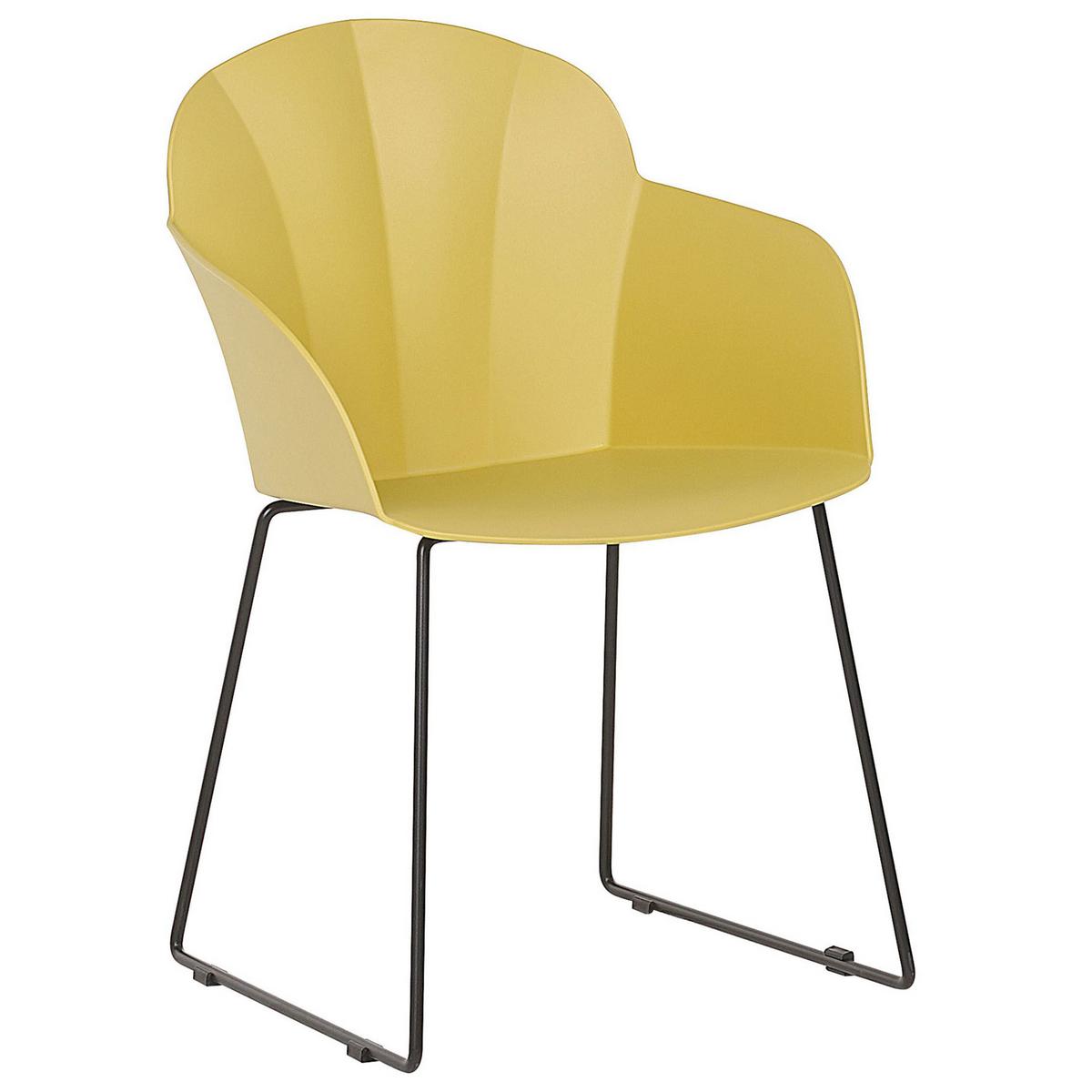 ESSZIMMERSTUHL 2er-Set Kunststoff Gelb Sylva - Gelb, Kunststoff/Metall (58/85/54cm) - Beliani