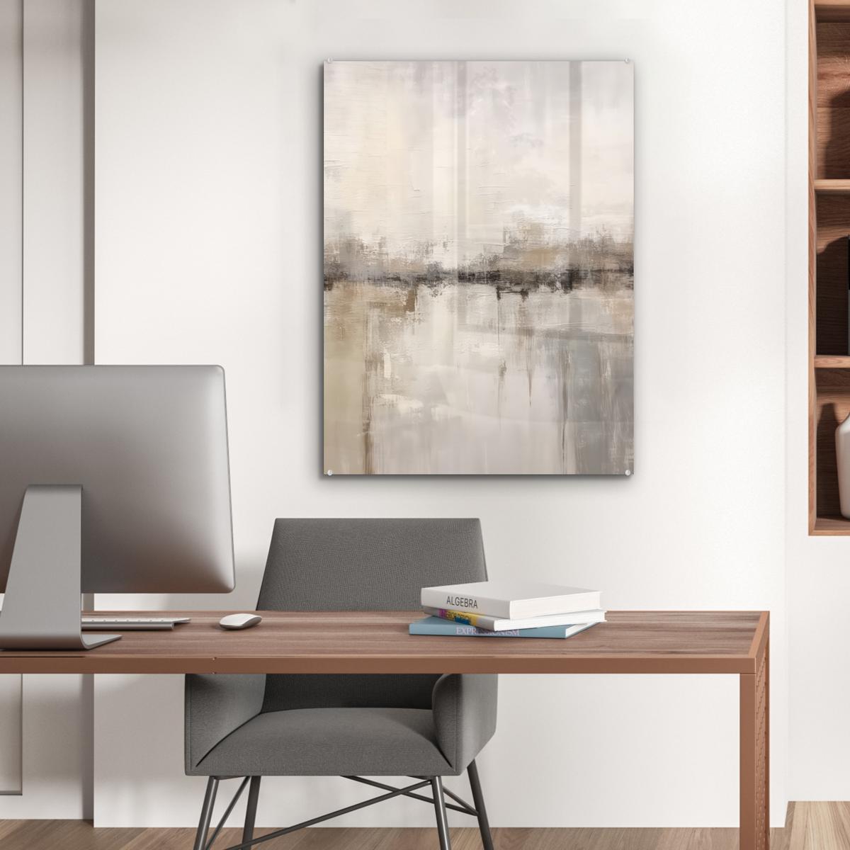 ACRYLGLASBILD Moderne Kunst - Abstrakt - Beige 60x80 cm - Beige, Glas (60/80cm) - MuchoWow