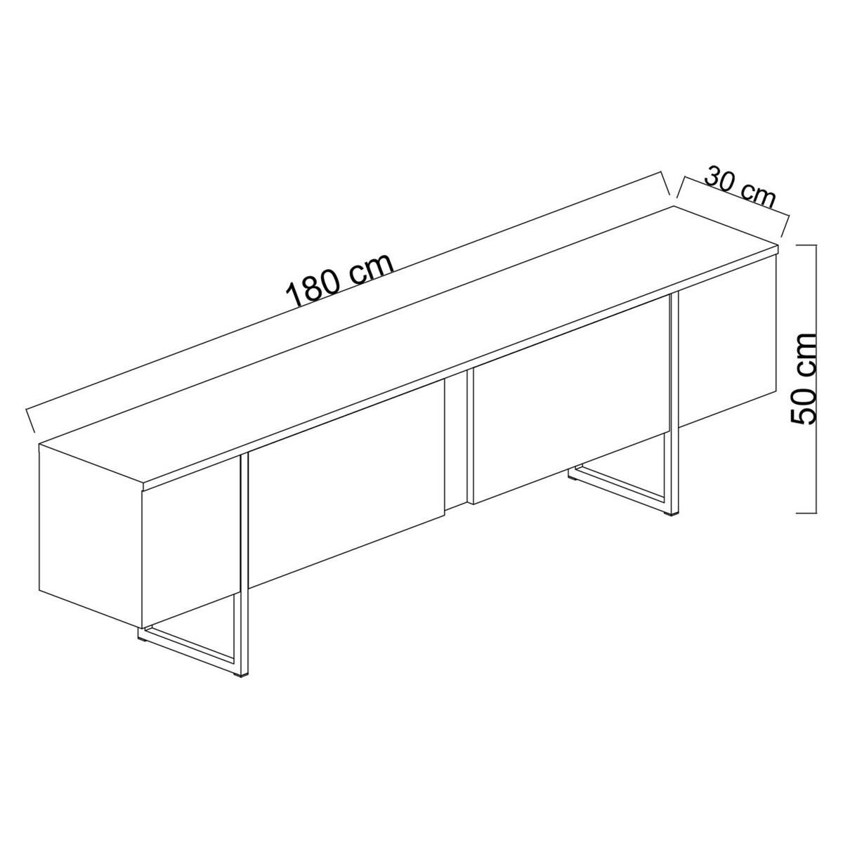 TV-MÖBEL mit 2 Klapptüren Luxe 180/30/50 cm - Goldfarben, Holzwerkstoff (180/50/30cm) - Calicosy