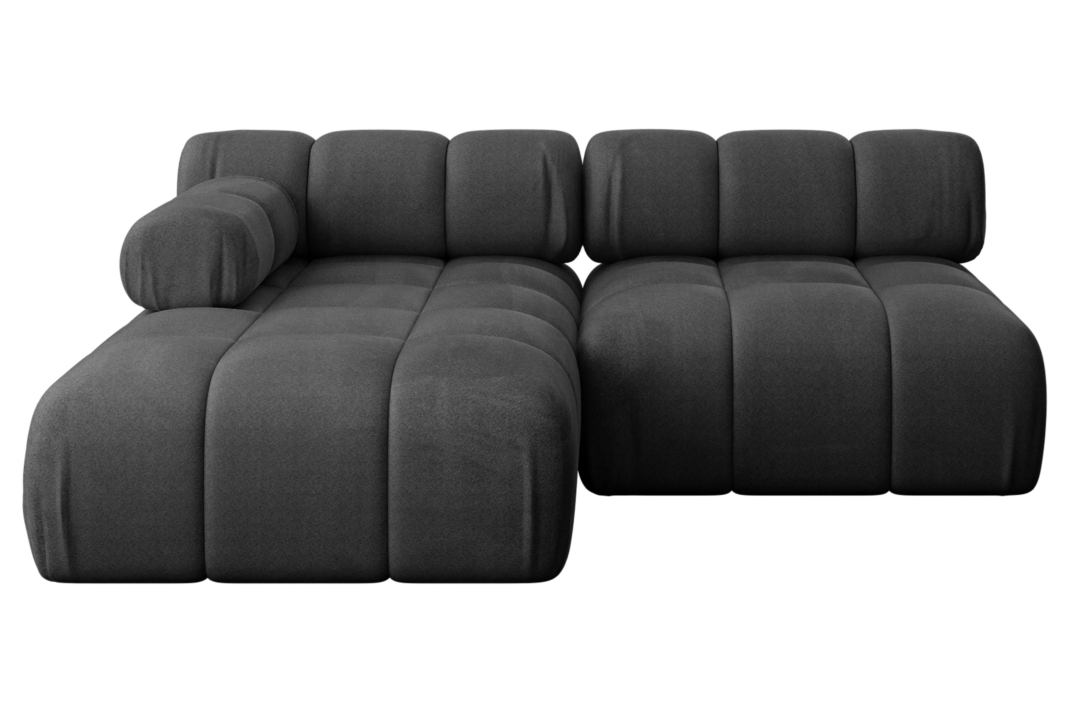 ECKSOFA modulares Sofa Razon-L1 - 190x160x70 cm Schwarz Velours - Schwarz, Holzwerkstoff/Textil (190/160cm) - ALTDECOR