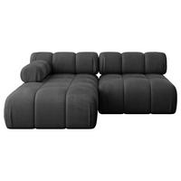 ECKSOFA modulares Sofa Razon-L1 - 190x160x70 cm Schwarz Velours - Schwarz, Holzwerkstoff/Textil (190/160cm) - ALTDECOR
