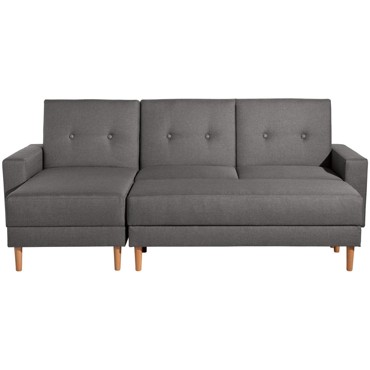 FUNKTIONSSOFA mit Hocker Kattie Flachgewebe anthrazit - Anthrazit, Kunststoff (144/230cm) - 58aufmkessel