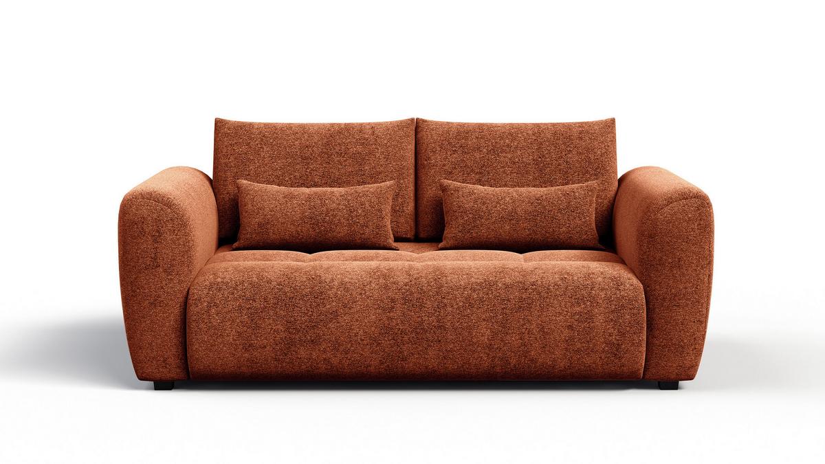 SOFA SORENO 3-Sitzer, orange - Schwarz/Orange, Holz/Textil (214/94/114cm) - Wozimo