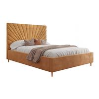 POLSTERBETT SUNNY 140x200 cm Magic Velvet 2215, 34 Holzlatten, Kopfteil 131 cm - Gelb, Textil (140/200cm) - Lookway