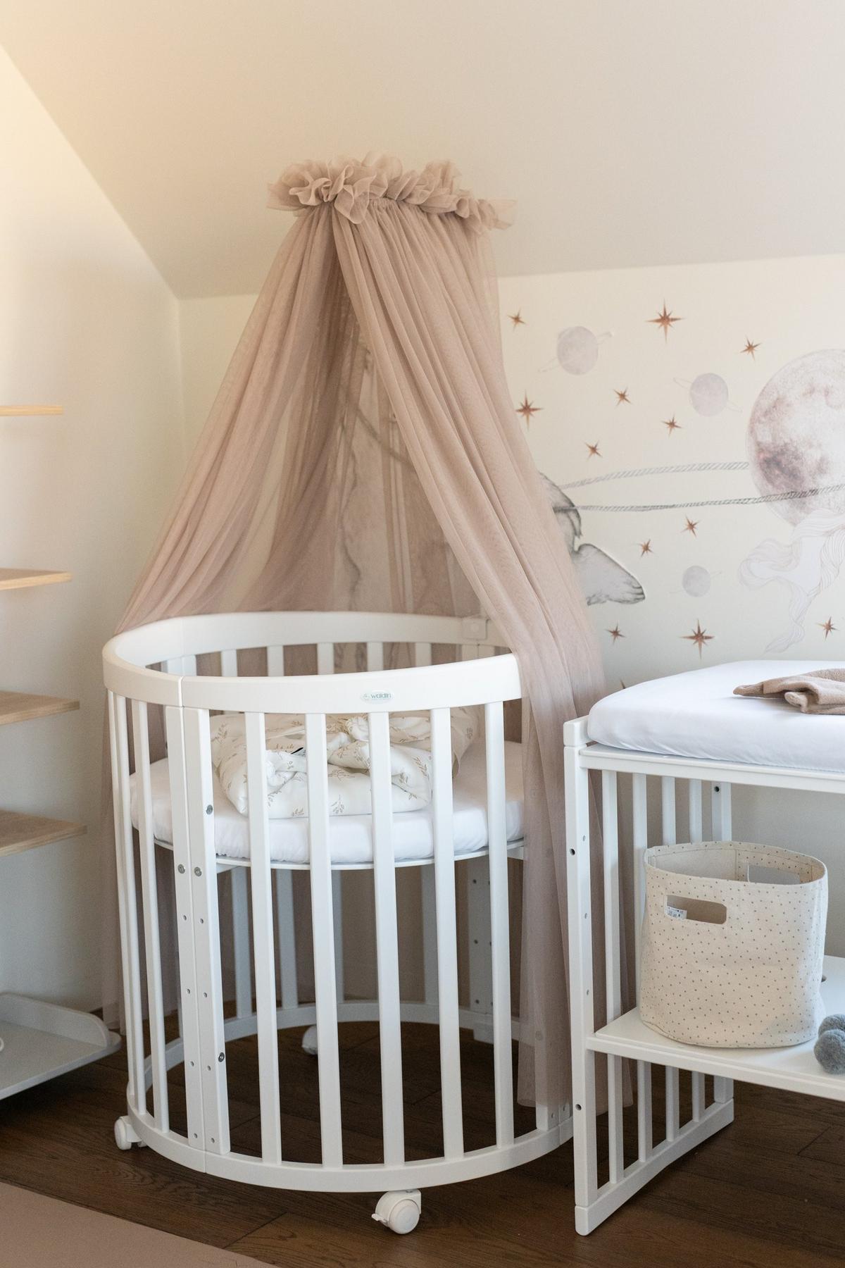 BABY Betthimmel Baldachin mit Himmelstange - Taupe, Textil - waldin