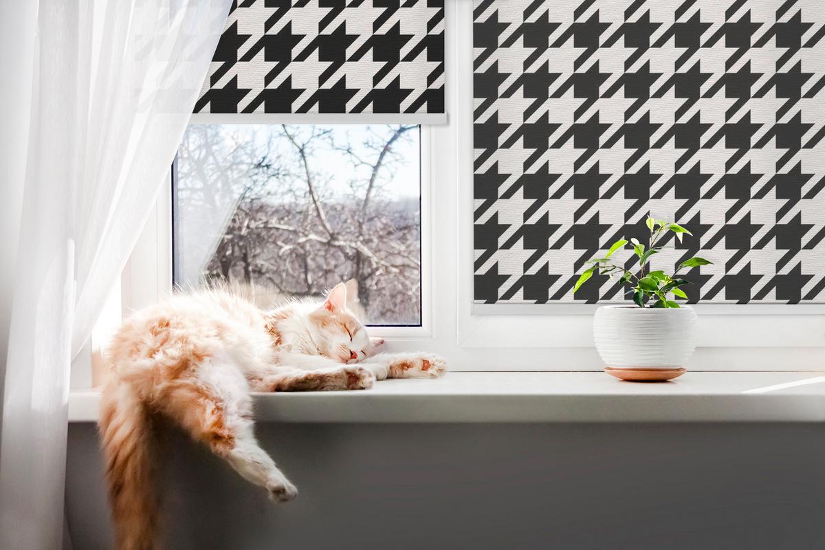 INNENROLLO - Fensterrollo - Rollo - 100x180 cm - Geometrisches Muster - Schwarz, Kunststoff (100/180/0.5cm) - TULUP