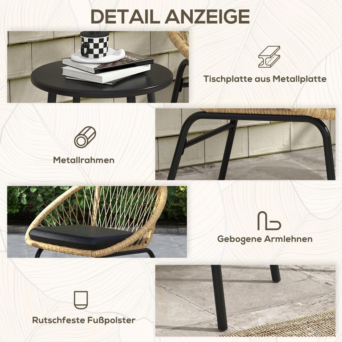 GARTENMÖBEL-SET für Balkon, Terrasse, Polyester, Gelb - Gelb, Kunststoff - Outsunny