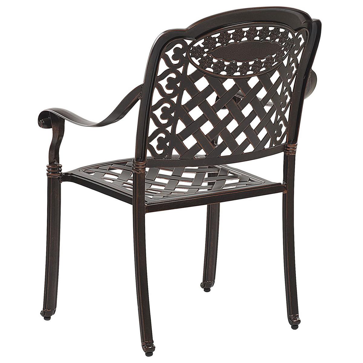 GARTENSTUHL 4er-Set Aluminium dunkelbraun Manfria - Dunkelbraun, Metall (53/92/64cm) - Beliani