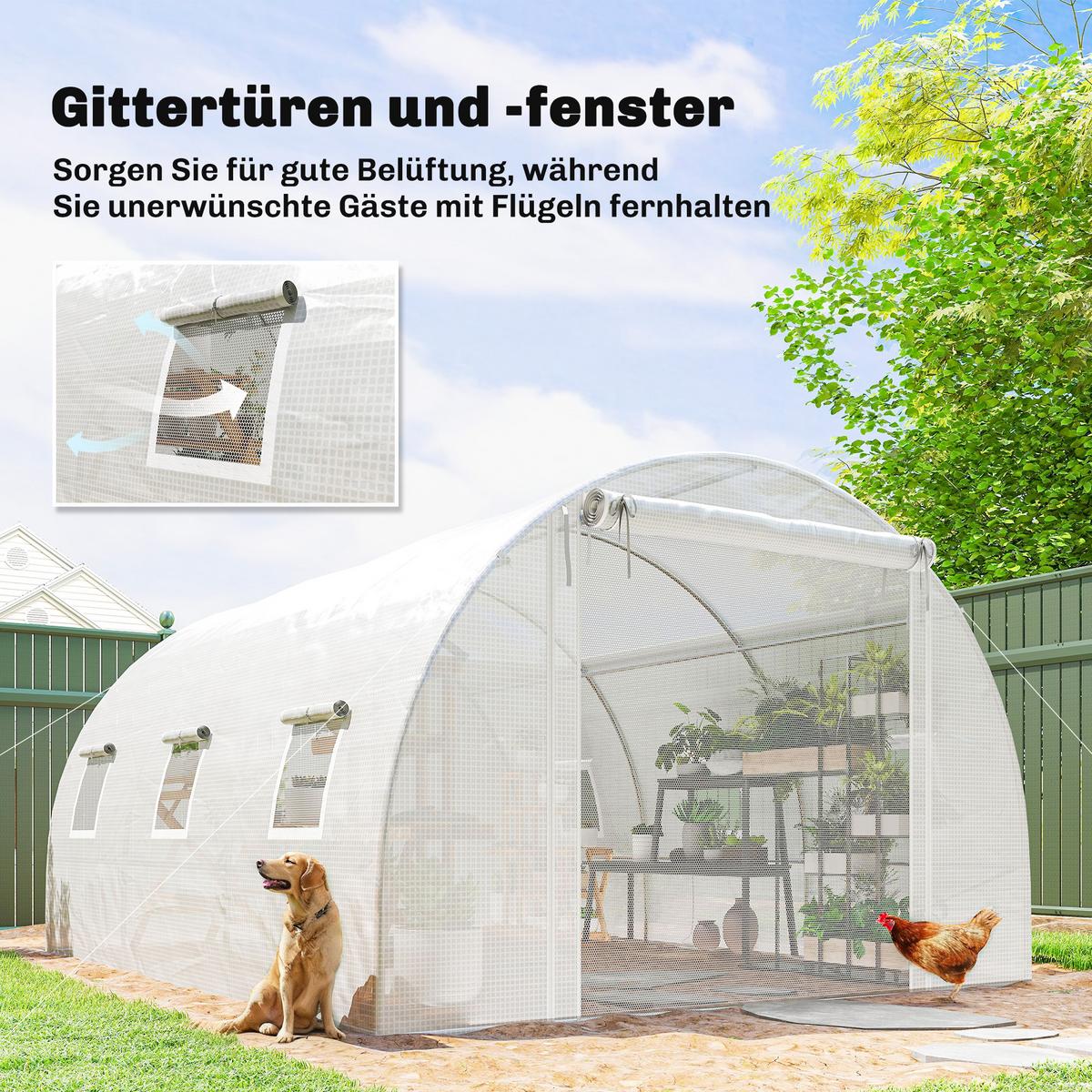FOLIENGEWÄCHSHAUS PE Stahl Weiß - Weiß, Kunststoff (300/200/396cm) - Outsunny