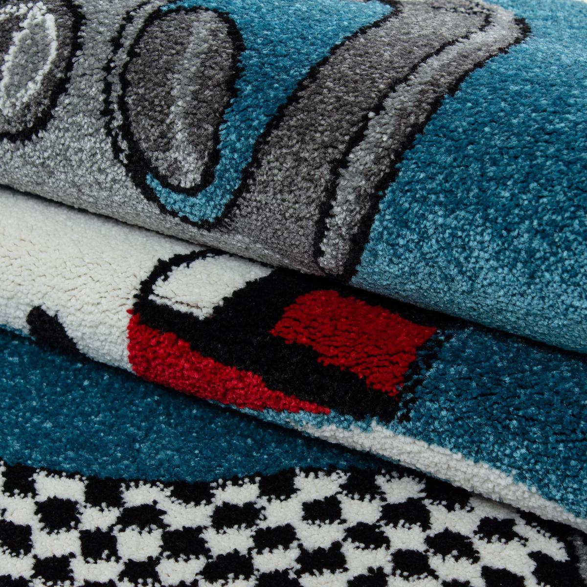 KINDERTEPPICH TASNA, mit Rennwagen-Motiv, Blau, Ø 160 cm - Blau, Textil (160/160cm) - KADIMA DESIGN