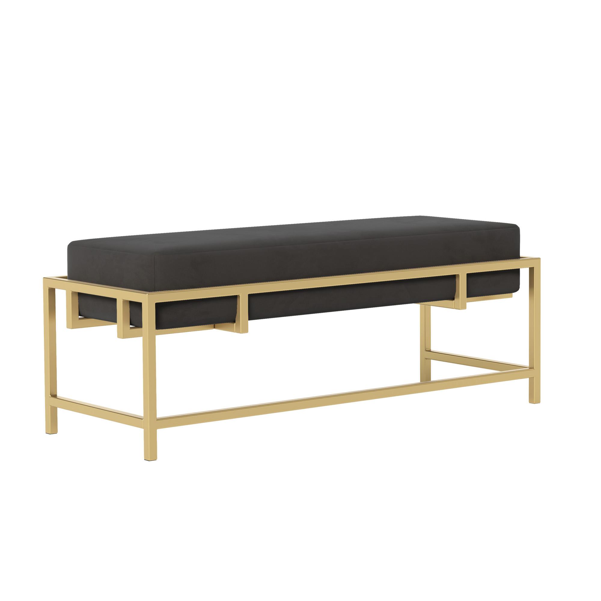POLSTERBANK GLAM 100 cm Gold / Schwarz ,Metallgestell - Schwarz, Textil/Metall (100/45/35cm) - Idohome