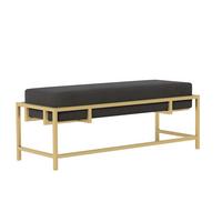 POLSTERBANK GLAM 100 cm Gold / Schwarz ,Metallgestell - Schwarz, Textil/Metall (100/45/35cm) - Idohome
