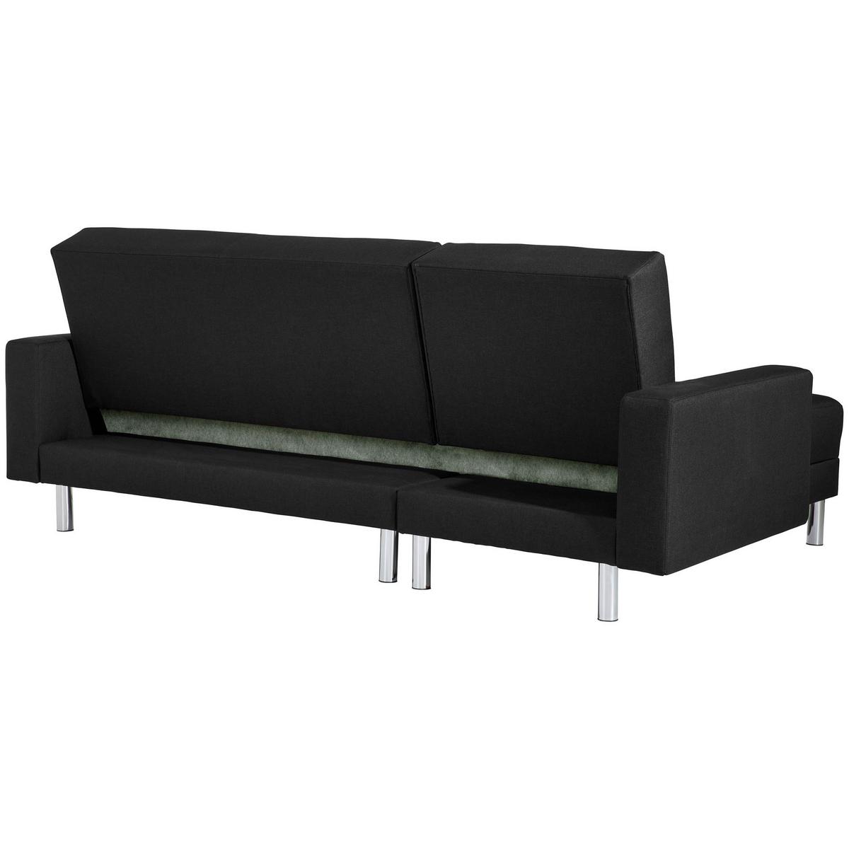 FUNKTIONSSOFA mit Hocker Katryna Flachgewebe schwarz - Schwarz, Kunststoff (144/92/230cm) - 58aufmkessel
