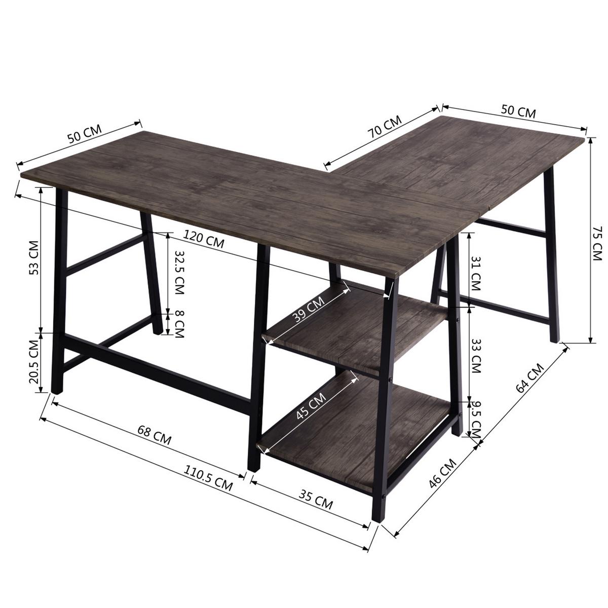 ECKSCHREIBTISCHE 120/50/75 cm in Braun - Braun, Holzwerkstoff/Metall (120/50/75cm) - Urban Meuble