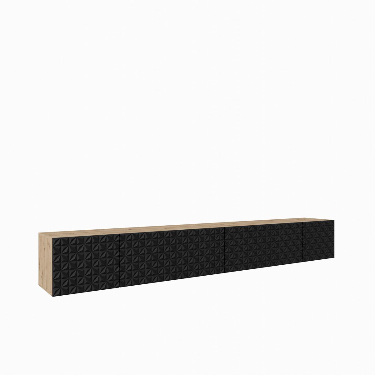 LOWBOARD ROVA 300/41/40 cm, Hängender TV-Schrank Eiche Artisan - Schwarz/Eiche Artisan, Holzwerkstoff (300/41/40cm) - MASSENO