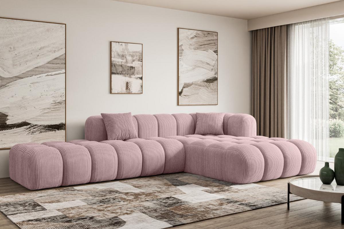 ECKSOFA Ottomane Rechts OLEA-L2 - 289x176x71 cm Rosa - Schwarz/Rosa, Holzwerkstoff/Kunststoff (289/176cm) - ALTDECOR