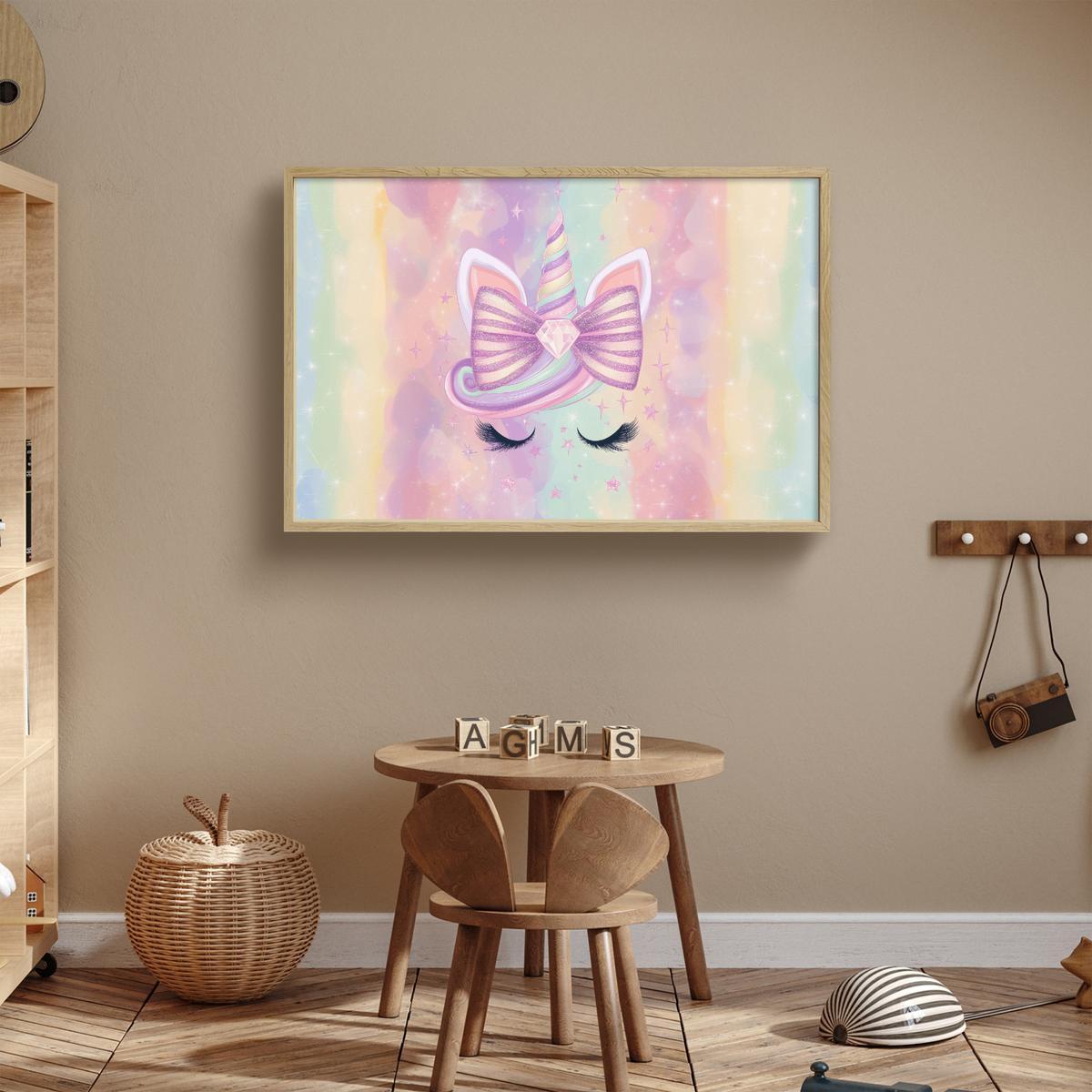NACHTTISCHLAMPE MIT AKKU Einhorn - Glitzer - Regenbogen - Pastell 90x60 cm - Hellrosa, Holzwerkstoff (8/90/60cm) - OnlyWow