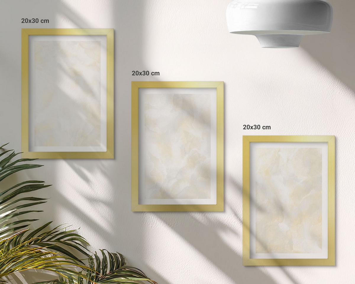 BILDER SET 3er Set - 20x30 cm Goldrahmen - Helles Strukturfarbendesign - Goldfarben, Kunststoff (20/30cm) - TULUP