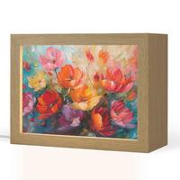 TISCHLEUCHTE Blumen - Bunt - Malerei - Abstrakt - Kunst 20x15 cm - Alufarben, Holzwerkstoff (8/20/15cm) - OnlyWow
