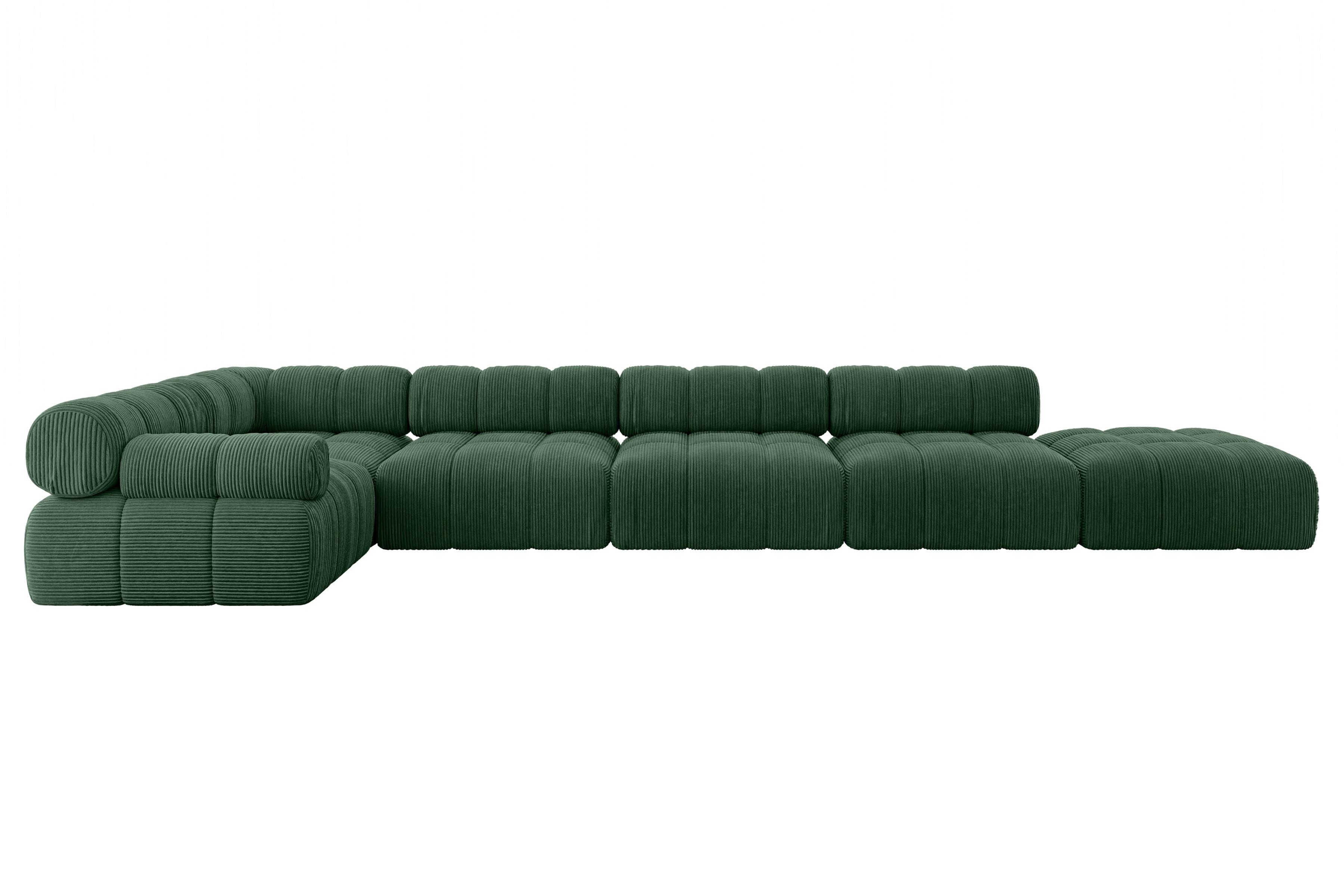 ECKSOFA modulares Sofa Felto-L3 - 475x190x70 cm Grün Cord - Grün, Holzwerkstoff/Textil (475/190cm) - ALTDECOR