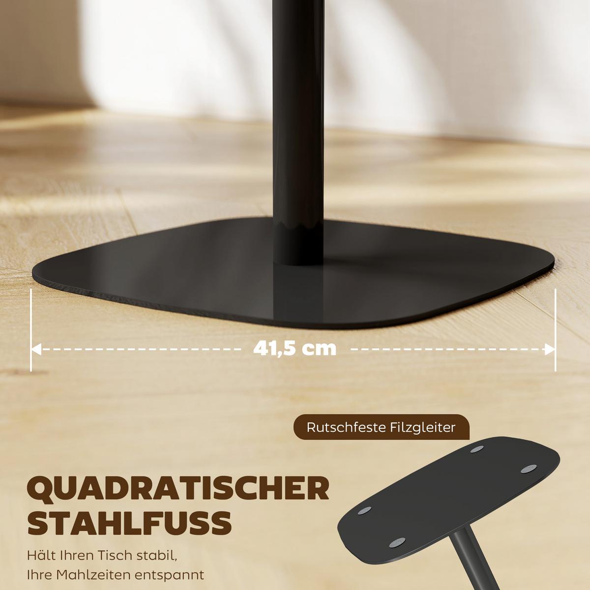 ESSTISCH MDF Stahl Naturholz - Schwarz/Naturfarben, Holzwerkstoff/Metall (60/60/75cm) - HOMCOM