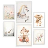 POSTER Set Mit 6 Romantisch A3 & A4 Weißer Rahmen - Weiß, Papier (29/3cm) - Nacnic