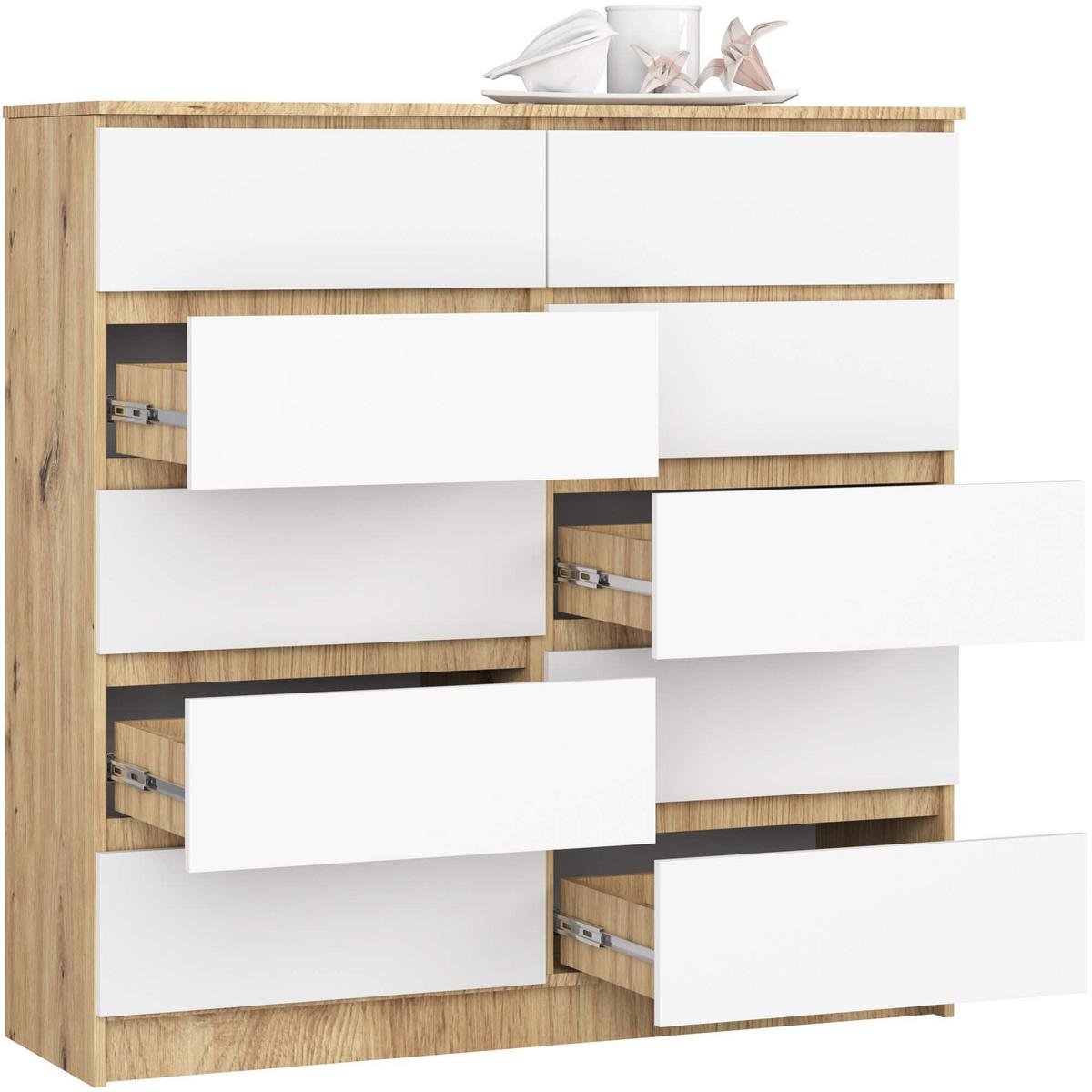KOMMODE Eiche Artisan, Weiß 121/120/40 - Eiche Artisan/Weiß, Holzwerkstoff (120/121/40cm) - RAUMHIRSCH FURNITURE