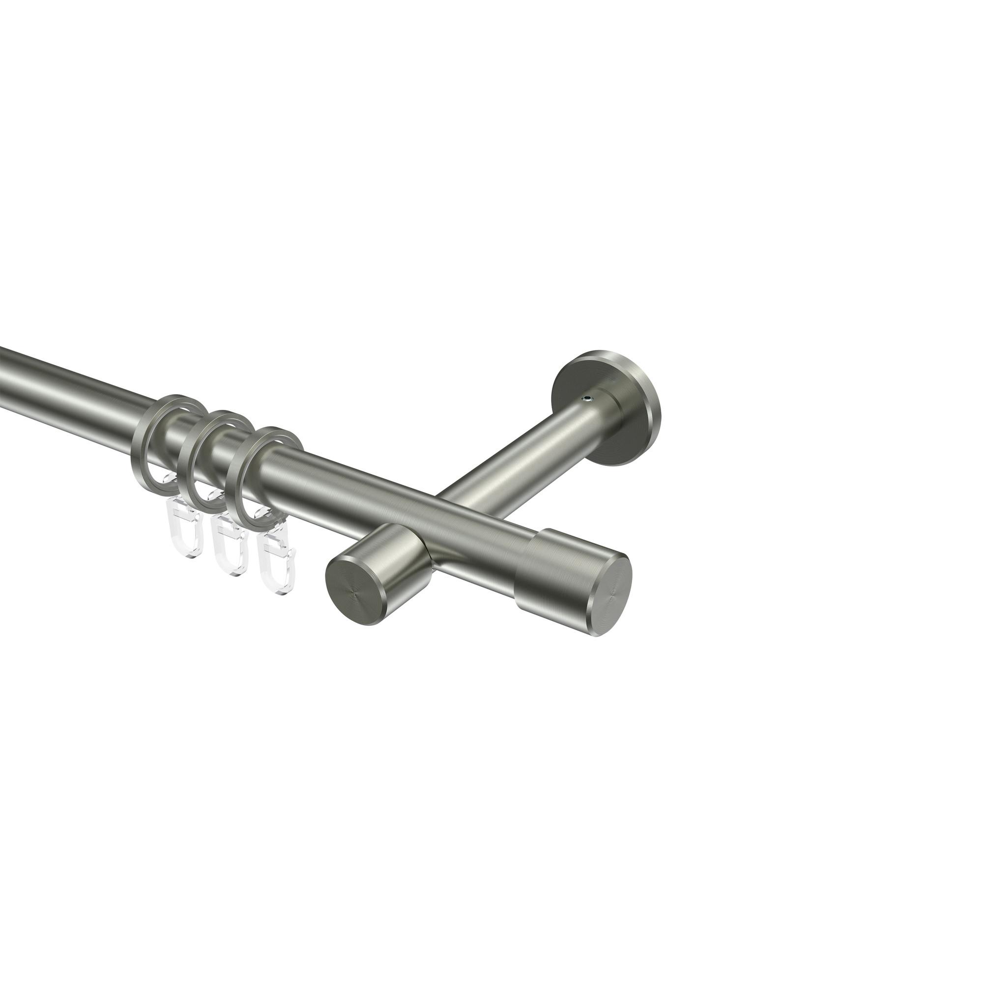 GARDINENSTANGE Prestige Santo 280 cm (geteilt in 2 x 140 cm), 1-läufig, 20 mm Ø Edelstahl-Optik - Edelstahlfarben, Metall (280cm) - INTERDECO