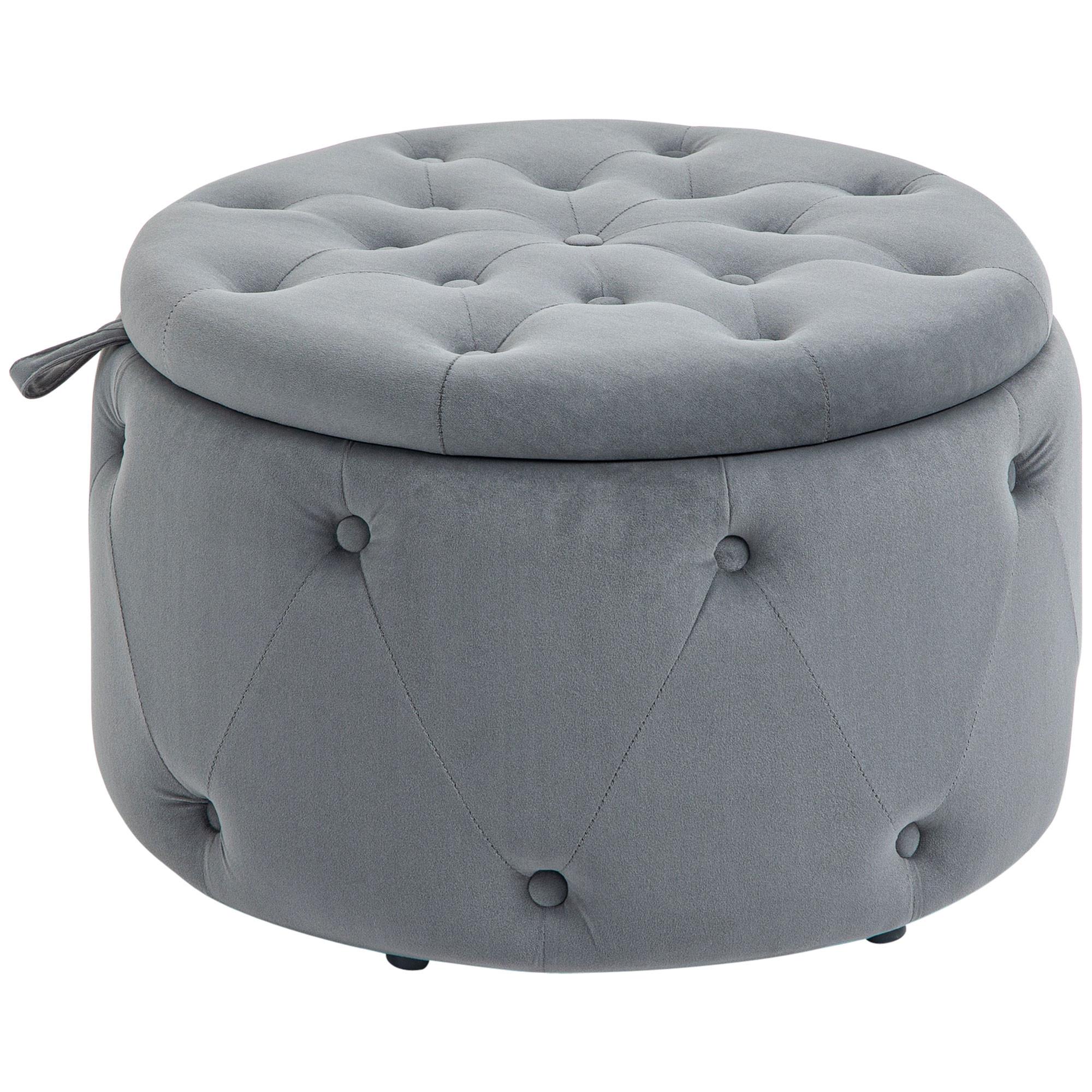 SITZHOCKER, Polsterhocker, Grau - Grau, Kunststoff (60/40/60cm) - HOMCOM