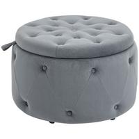 SITZHOCKER, Polsterhocker, Grau - Grau, Kunststoff (60/40/60cm) - HOMCOM