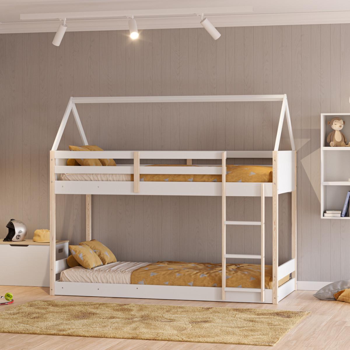 ETAGENBETT Sila Weiß 197.4/103.4/174.9 cm - Weiß, Holz (190/90cm) - Calicosy