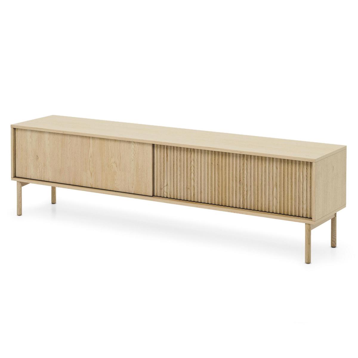 LOWBOARD Trentinis 2T Beige 187,1/53,4/39,5 cm – Geriffelte Fronten - Eichefarben, Holzwerkstoff/Metall (187.1/51.8/39.5cm) - AX Living