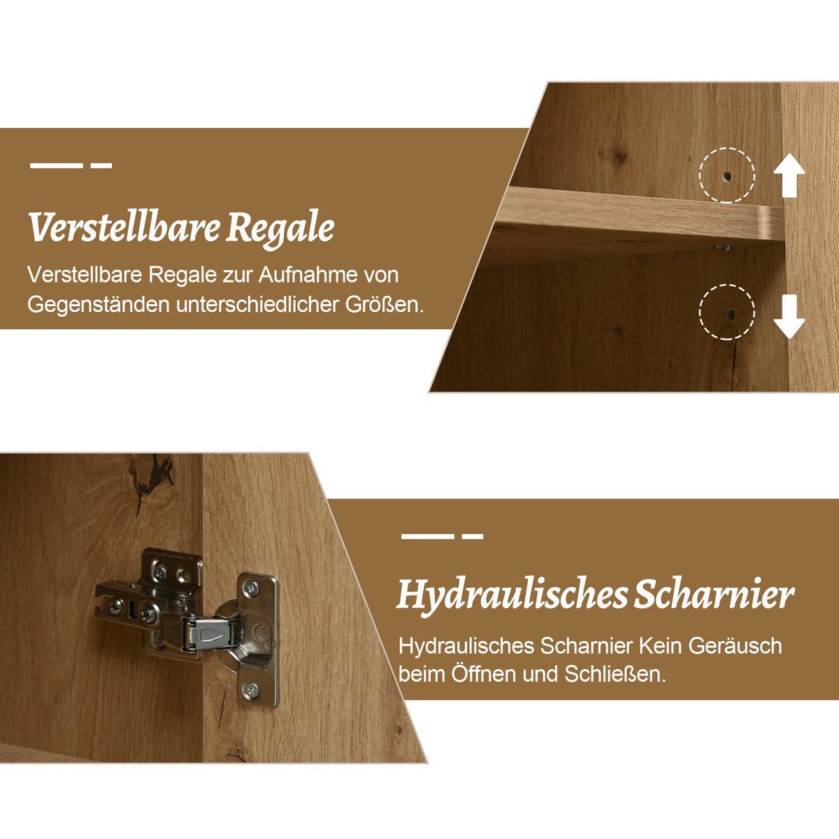 SIDEBOARD Holzeffekt 150/35/75,9 cm - Braun, Holzwerkstoff/Metall (35/76/150cm) - Urban Meuble