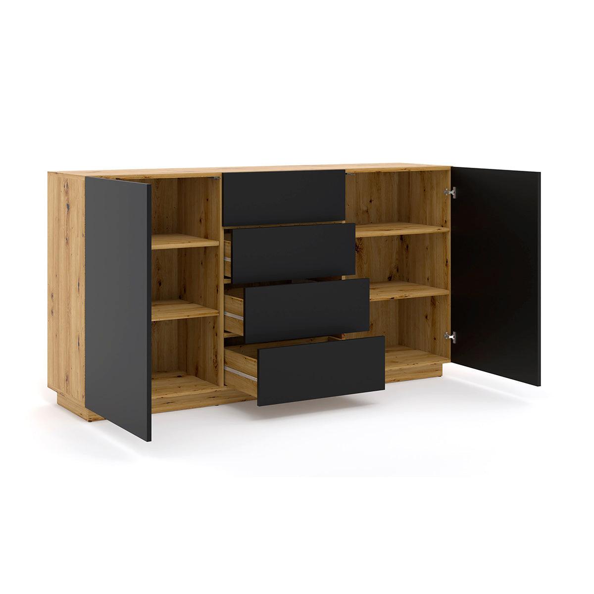 SIDEBOARD Aurus Holz und Schwarz - Schwarz, Holzwerkstoff (164/89/41cm) - Petits-meubles